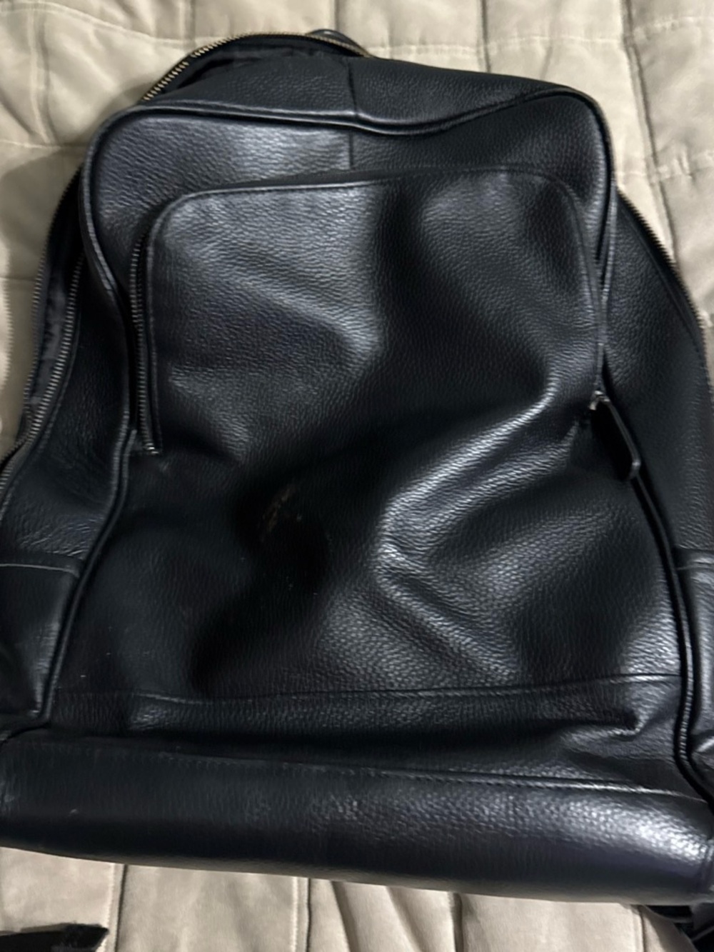 Black Men's Leather Backpack - Sleek Everyday Carry